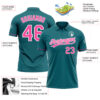 Custom Teal Pink-White Performance Vapor Golf Polo Shirt