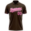 Custom Brown Pink-White Performance Vapor Golf Polo Shirt
