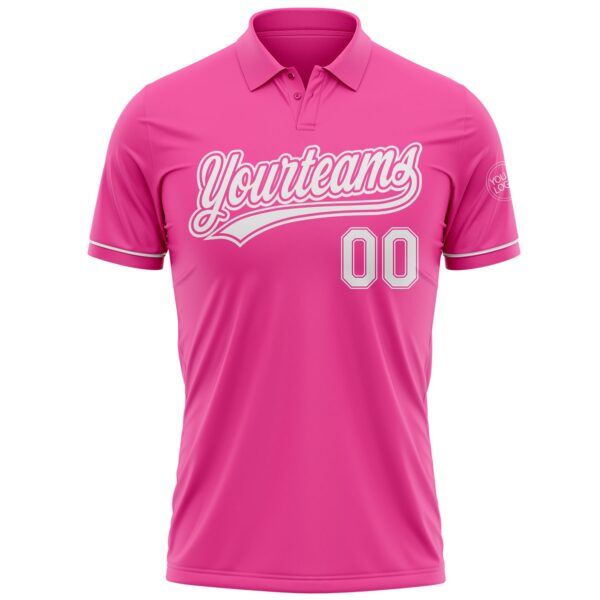 Custom Pink White Performance Vapor Golf Polo Shirt