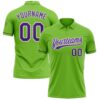 Custom Neon Green Purple-White Performance Vapor Golf Polo Shirt