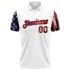 Custom White Red-Royal 3D American Flag Performance Golf Polo Shirt