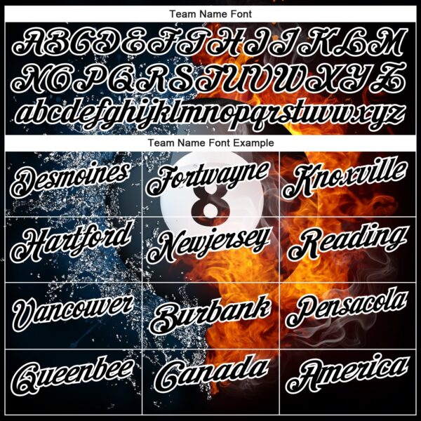 Custom Black White 3D Pattern Design Flame Billiards 8 Ball Performance Polo Shirt
