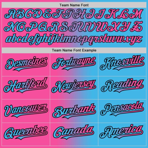 Custom Sky Blue Pink-Black Authentic Gradient Fashion Baseball Jersey