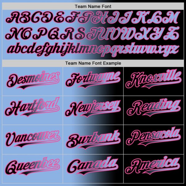 Custom Black Light Blue-Pink Authentic Gradient Fashion Baseball Jersey