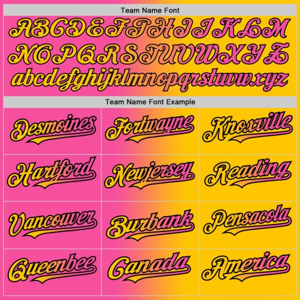 Custom Yellow Pink-Black Authentic Gradient Fashion Baseball Jersey