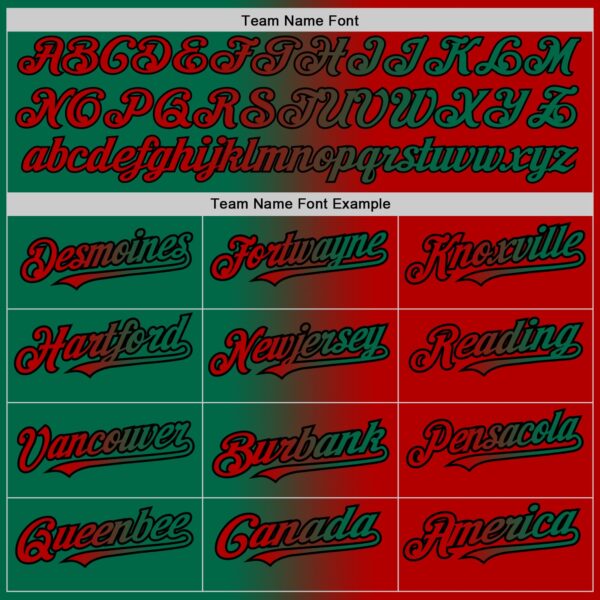 Custom Red Kelly Green-Black Authentic Gradient Fashion Baseball Jersey