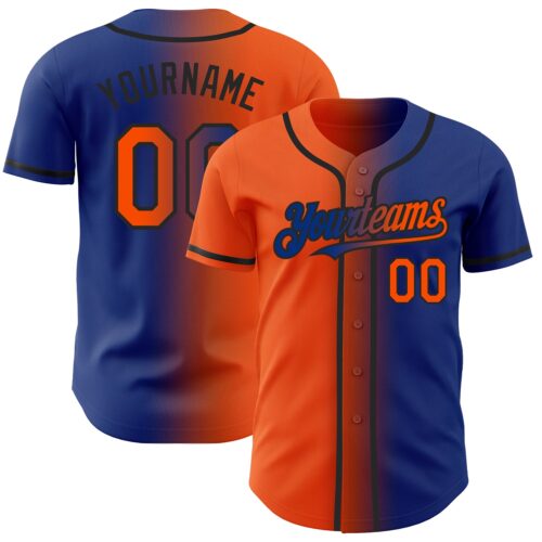 Gradient0018 Custom Royal Orange-Black Authentic Gradient Fashion Baseball Jersey