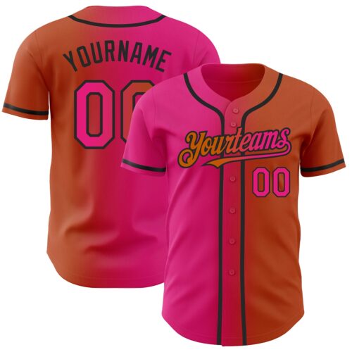 Gradient0027 Custom Texas Orange Hot Pink-Black Authentic Gradient Fashion Baseball Jersey