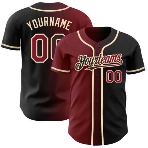 Gradient0039 Custom Black Crimson-City Cream Authentic Gradient Fashion Baseball Jersey
