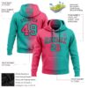 Custom Stitched Aqua Neon Pink-Black Gradient Fashion Sports Pullover Sweatshirt Hoodie