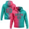 Custom Stitched Aqua Neon Pink-Black Gradient Fashion Sports Pullover Sweatshirt Hoodie