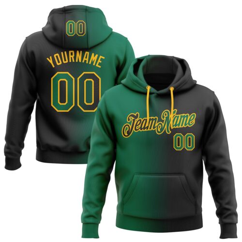 Gradient0104 Custom Stitched Black Kelly Green-Gold Gradient Fashion Sports Pullover Sweatshirt Hoodie