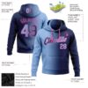 Custom Stitched Navy Light Blue-Pink Gradient Fashion Sports Pullover Sweatshirt Hoodie