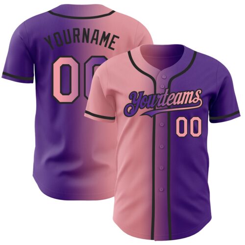 Gradient0183 Custom Purple Medium Pink-Black Authentic Gradient Fashion Baseball Jersey