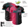 Custom Black Neon Pink-Teal Authentic Gradient Fashion Baseball Jersey