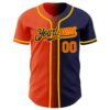 Custom Navy Orange-Gold Authentic Gradient Fashion Baseball Jersey