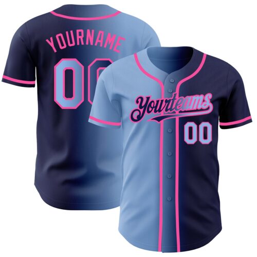 Gradient0225 Custom Navy Light Blue-Pink Authentic Gradient Fashion Baseball Jersey