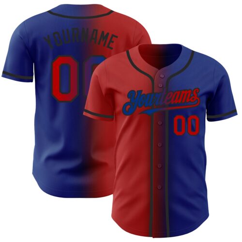 Gradient0238 Custom Royal Red-Black Authentic Gradient Fashion Baseball Jersey