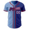 Custom Royal Light Blue-Red Authentic Gradient Fashion Baseball Jersey