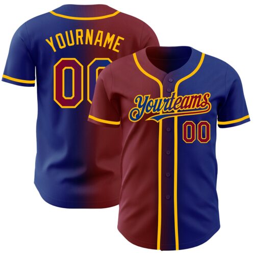Gradient0246 Custom Royal Maroon-Gold Authentic Gradient Fashion Baseball Jersey