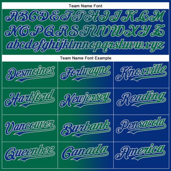 Custom Royal Kelly Green-Gray Authentic Gradient Fashion Baseball Jersey