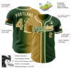 Custom Green Old Gold-Cream Authentic Gradient Fashion Baseball Jersey