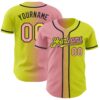 Custom Neon Yellow Medium Pink-Black Authentic Gradient Fashion Baseball Jersey