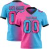 Custom Sky Blue Pink-Black Authentic Gradient Fashion Football Jersey
