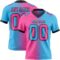 Custom Sky Blue Pink-Black Authentic Gradient Fashion Football Jersey
