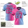 Custom Light Blue Pink-Black Authentic Gradient Fashion Football Jersey
