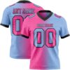 Custom Light Blue Pink-Black Authentic Gradient Fashion Football Jersey