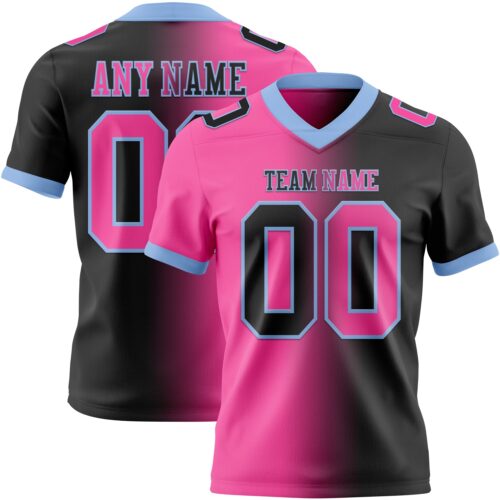 Gradient0284 Custom Black Pink-Light Blue Authentic Gradient Fashion Football Jersey