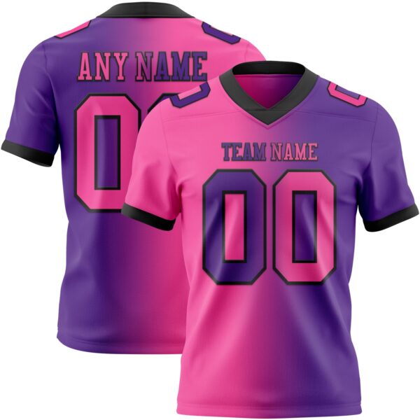 Custom Purple Pink-Black Authentic Gradient Fashion Football Jersey