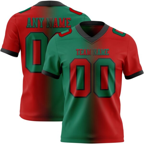 Custom Red Kelly Green-Black Authentic Gradient Fashion Football Jersey