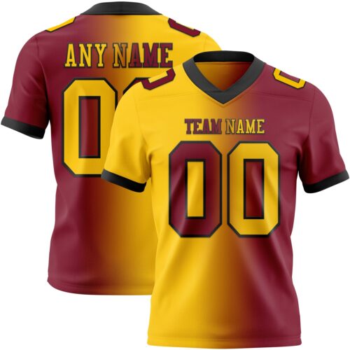 Gradient0304 Custom Crimson Yellow-Black Authentic Gradient Fashion Football Jersey