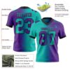 Custom Purple Aqua-Black Authentic Gradient Fashion Football Jersey