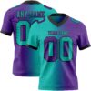 Custom Purple Aqua-Black Authentic Gradient Fashion Football Jersey