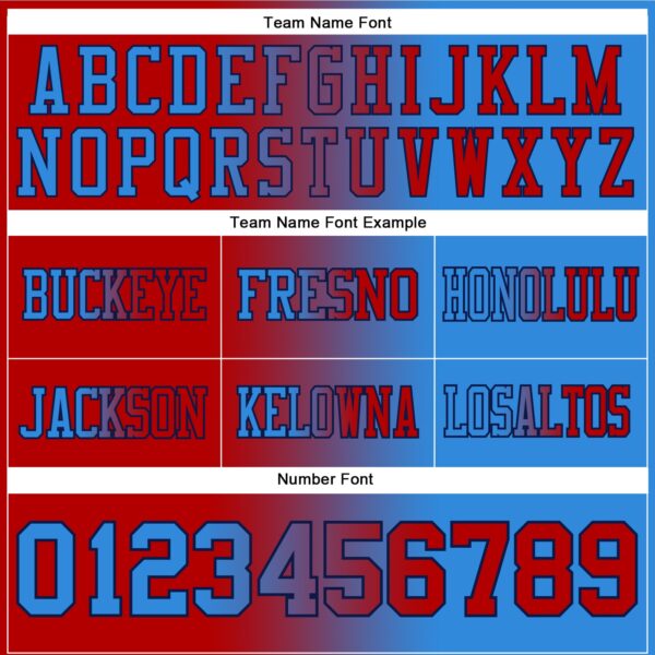 Custom Powder Blue Red-Navy Authentic Gradient Fashion Football Jersey