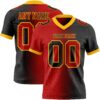 Custom Black Red-Gold Authentic Gradient Fashion Football Jersey