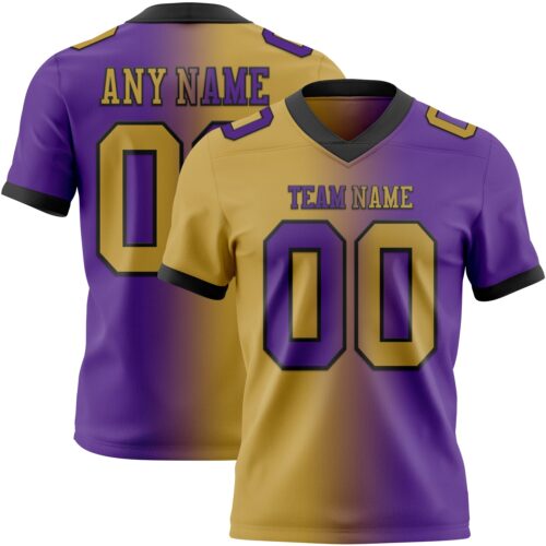 Custom Purple Old Gold-Black Authentic Gradient Fashion Football Jersey