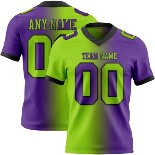 Custom Purple Neon Green-Black Authentic Gradient Fashion Football Jersey