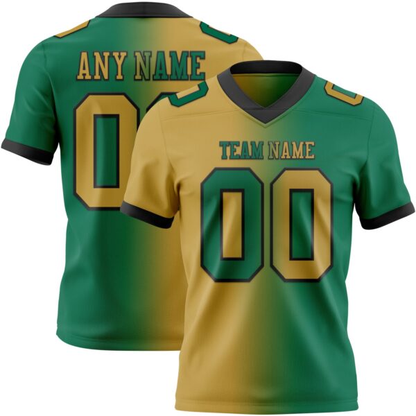Custom Kelly Green Old Gold-Black Authentic Gradient Fashion Football Jersey
