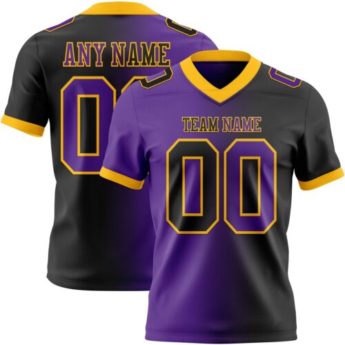 Gradient0337 Custom Black Purple-Gold Authentic Gradient Fashion Football Jersey