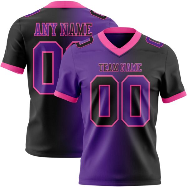 Custom Black Purple-Pink Authentic Gradient Fashion Football Jersey
