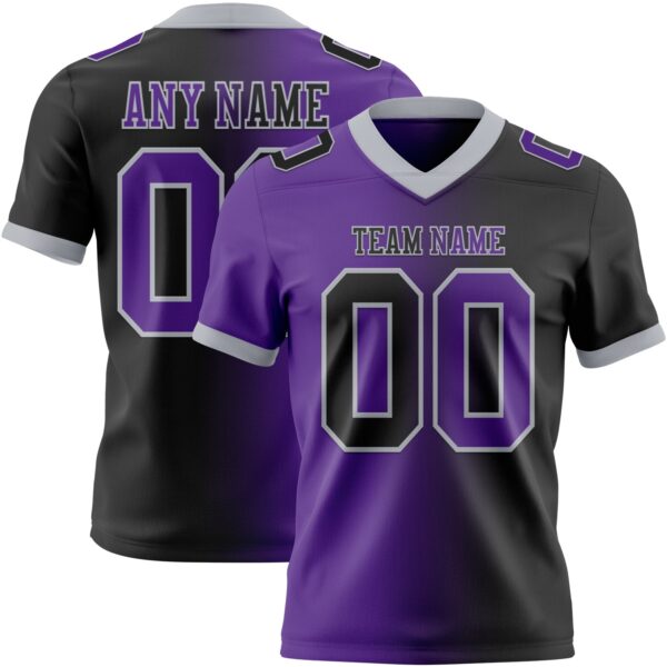 Custom Black Purple-Gray Authentic Gradient Fashion Football Jersey