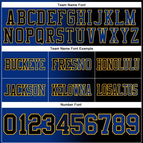 Custom Black Royal-Gold Authentic Gradient Fashion Football Jersey
