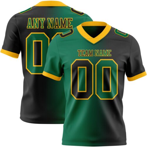 Gradient0345 Custom Black Kelly Green-Gold Authentic Gradient Fashion Football Jersey