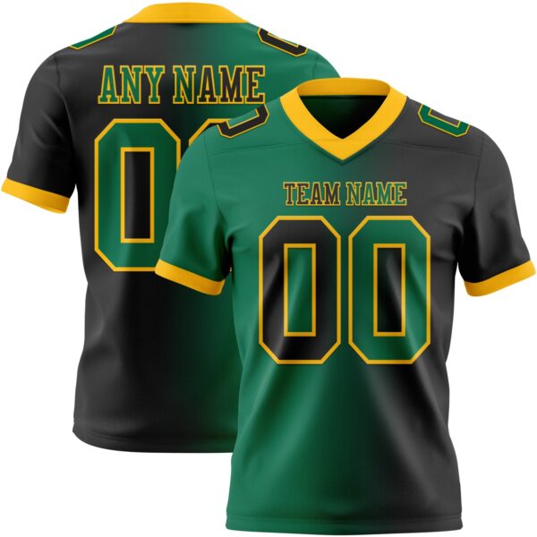 Custom Black Kelly Green-Gold Authentic Gradient Fashion Football Jersey