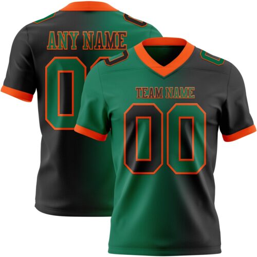 Gradient0347 Custom Black Kelly Green-Orange Authentic Gradient Fashion Football Jersey