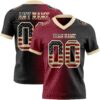 Custom Black Vintage USA Flag Crimson-Cream Authentic Gradient Fashion Football Jersey